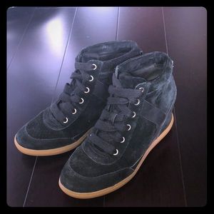 ALDO black suede wedge sneakers